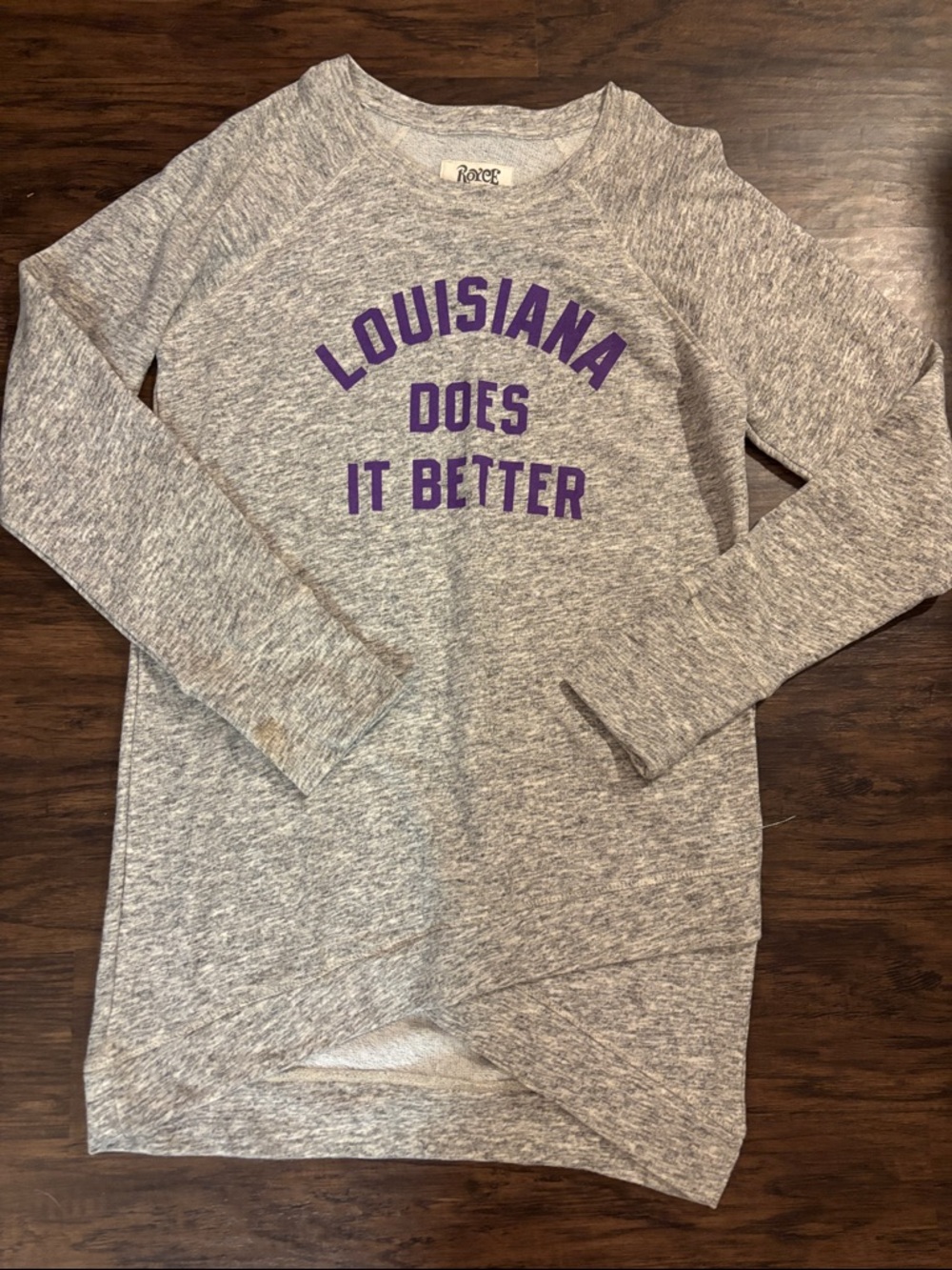 Gray Heather 'Louisiana Does It Better' Pullover with Purple Print
